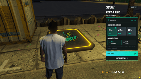 FIVEM VoltScoot Rentals | Electric Scooter Rental System | Custom Scooters | Rental Stations | UI Integration | Configurable | Add-On | Optimized | Fivem Ready | High Quality, image 7