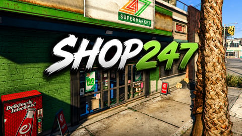 FIVEM Shop247 | Lore-Friendly 24/7 Supermarket MLO | Interior & Exterior | Detailed Shelving | Backroom | Add-On | Optimized | Fivem Ready | High Quality cover