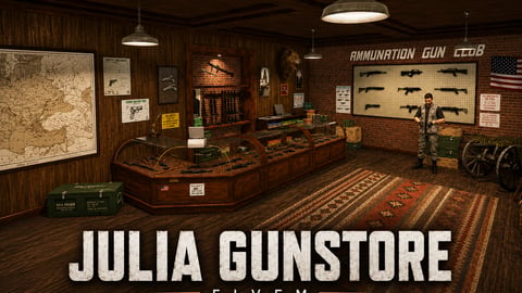 FIVEM Julia Gunstore | Custom Ammunation MLO | Interior & Exterior | Weapon Displays | Custom Props | Add-On | Optimized | Fivem Ready | High Quality cover