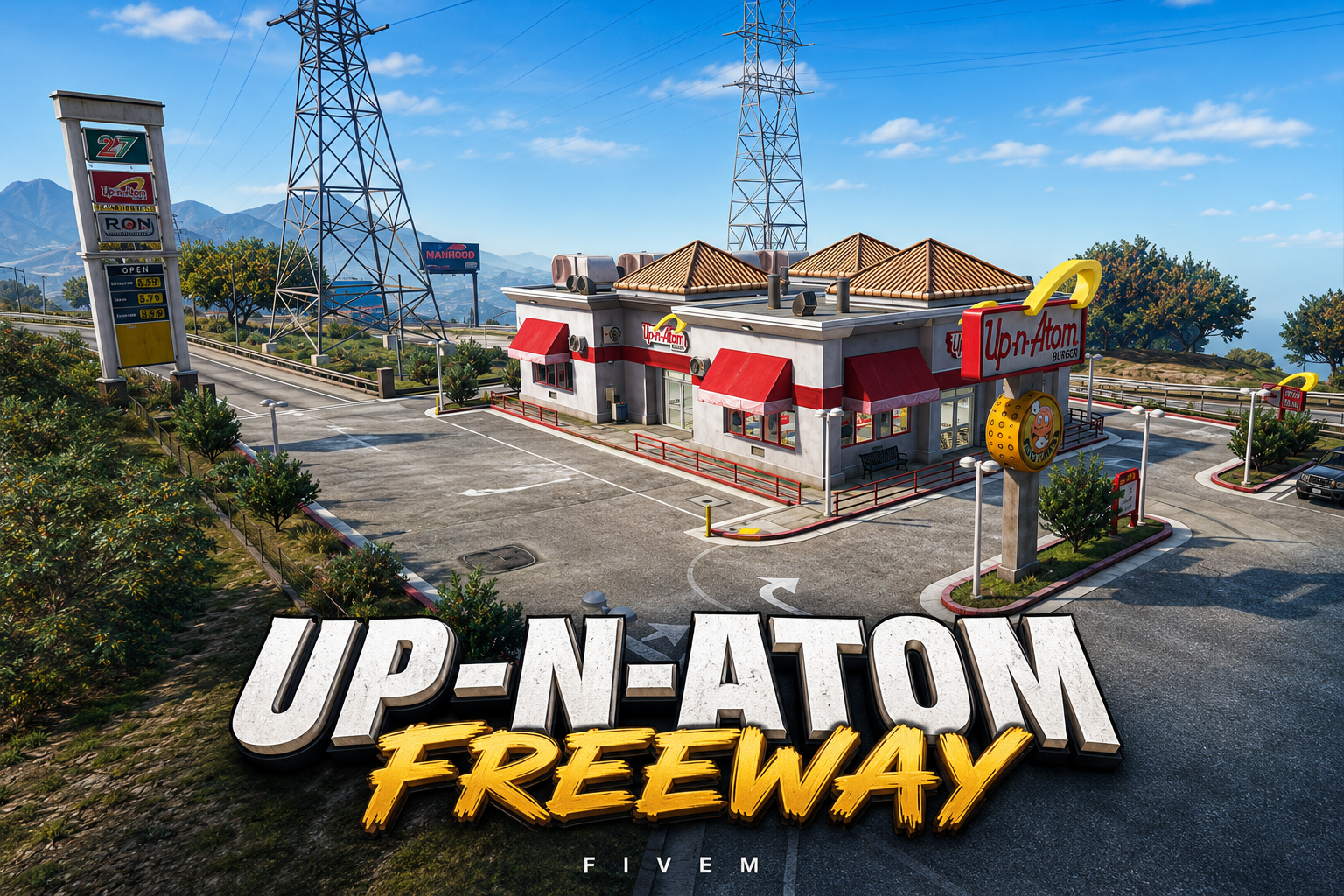 FIVEM Up N Atom Freeway | Iconic Fast Food Restaurant MLO | Interior & Exterior | Detailed Kitchen | Dining Area | Add-On | Optimized | Fivem Ready | High Quality