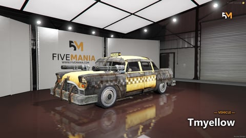 FIVEM Tmyellow | Weaponized Post-Apocalyptic Taxi [Unbadged] Add-On | Mounted Weapons | Custom Bodywork | Working Lights | Add-On | Optimized | Fivem Ready | High Quality, image 6