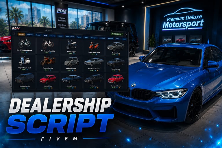 FIVEM Dealership Script, Advanced Vehicle Sales System