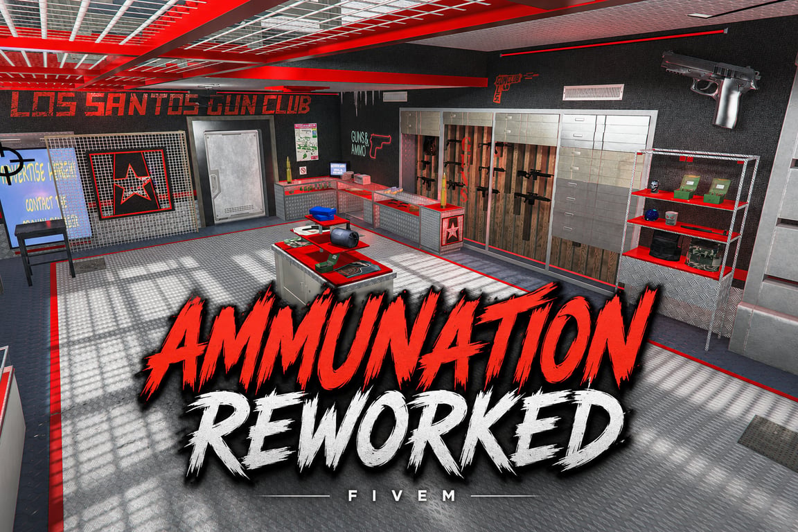FIVEM Ammunation Reworked | Custom Ammunation MLO | Interior & Exterior | Gun Range | Custom Props | Add-On | Optimized | Fivem Ready | High Quality
