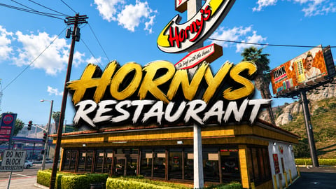 FIVEM Hornys Restaurant | Fast Food Dining MLO | Interior & Exterior | Full Kitchen | Dining Area | Office Space | Drive-Thru | Add-On | Optimized | Fivem Ready | High Quality cover