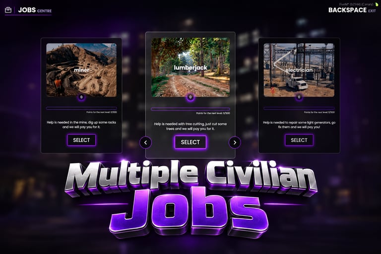 FIVEM Multiple Civilian Jobs, Dynamic Civilian Job Script