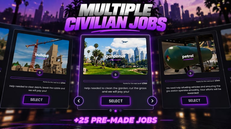 FIVEM Multiple Civilian Jobs, Dynamic Civilian Job Script