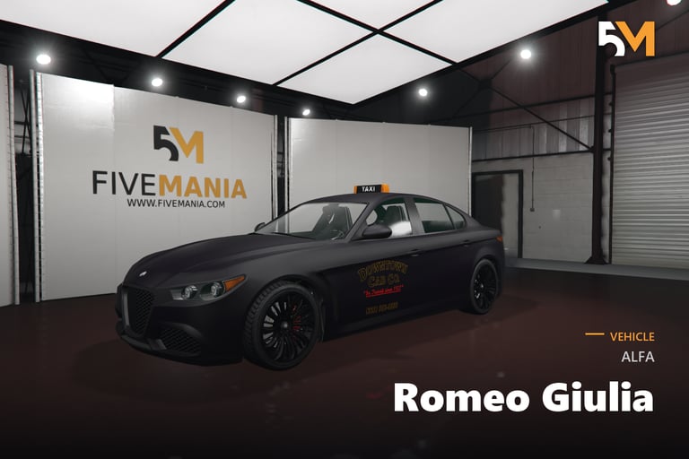 FIVEM Alfa Romeo Giulia, Realistic Taxi Sedan [Unbadged] Add-On
