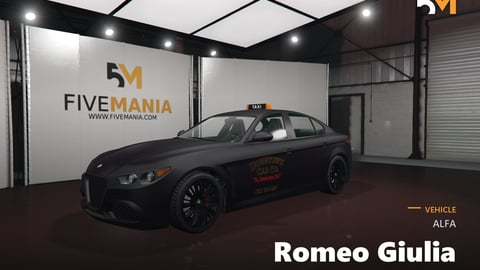 FIVEM Alfa Romeo Giulia | Realistic Taxi Sedan [Unbadged] Add-On | Custom Liveries | Working Lights | HQ Interior | Optimized | Fivem Ready | High Quality cover