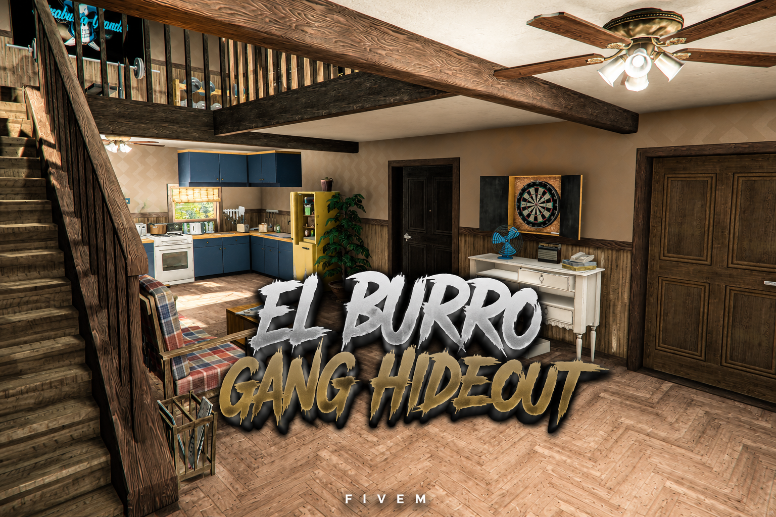 FIVEM El Burro Gang Hideout | Detailed Gang Hideout MLO | Interior & Exterior | Custom Props | Gym & Workshop | Add-On | Optimized | Fivem Ready | High Quality