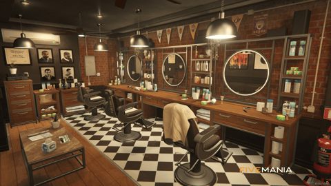 FIVEM Barber Shop Reworked | Modern Barber Shop Interior | Waiting Area & Styling Stations | Custom Props | Add-On | Optimized | Fivem Ready | High Quality — image 2