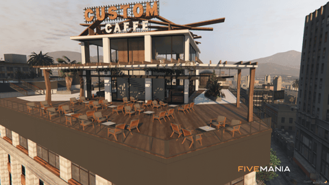 FIVEM Custom Cafe | Modern Cafe & Rooftop Lounge MLO | Interior & Exterior | Bar Area | Outdoor Seating | Add-On | Optimized | Fivem Ready | High Quality — image 3