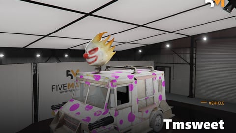 FIVEM Tmsweet | Custom Ice Cream Truck [Unbadged] Add-On | Clown Head Topper | Weapons | Custom Livery | Optimized | Fivem Ready | High Quality cover