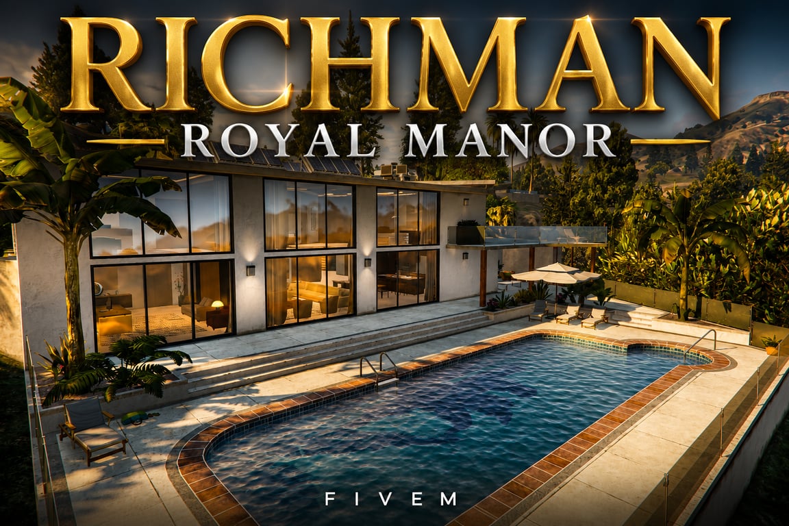 FIVEM Richman Royal Manor | Luxury Modern Estate | Interior & Exterior | Swimming Pool | Add-On | Optimized | Fivem Ready | High Quality