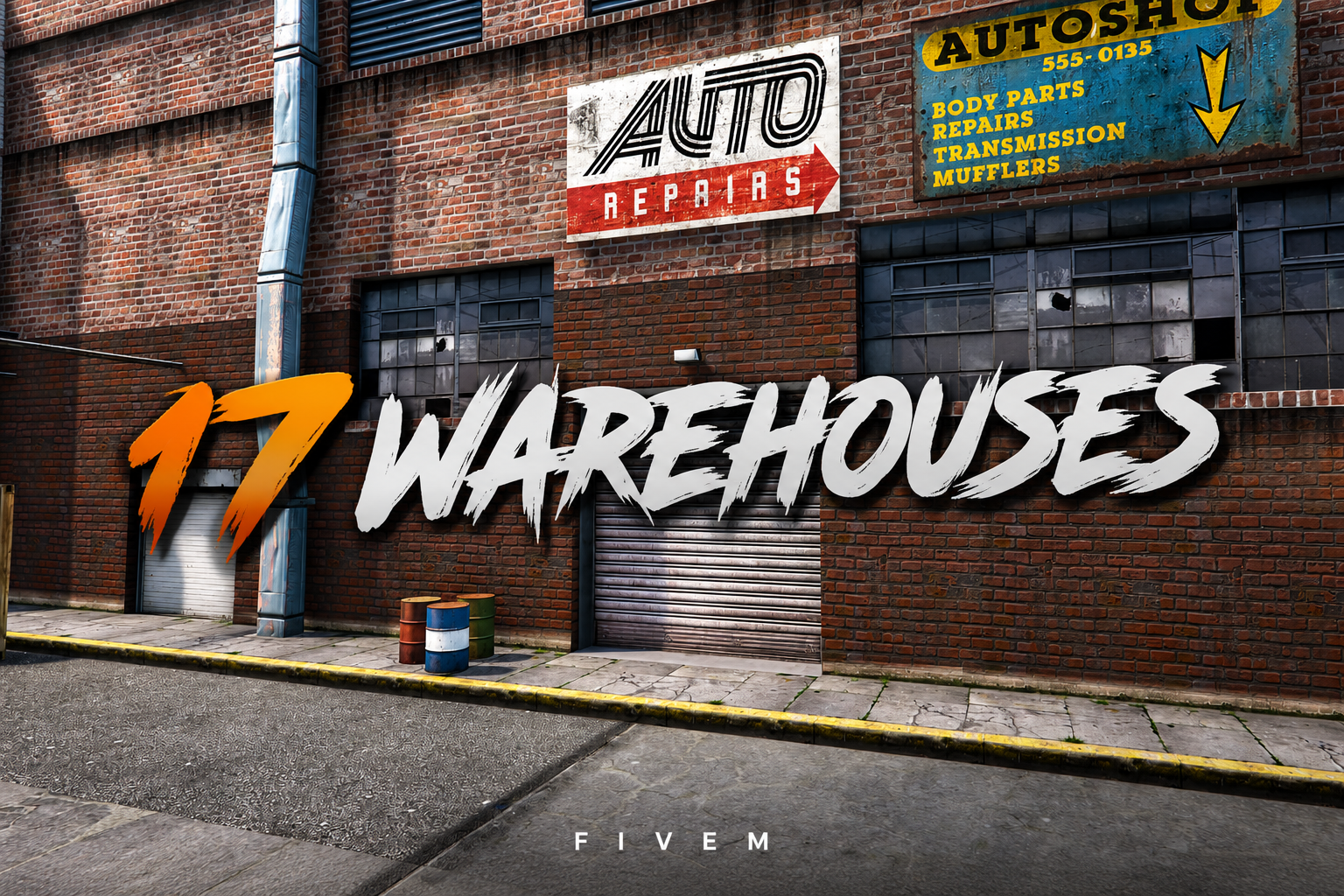 FIVEM 17 Warehouses | Multi-Purpose Warehouse Pack | Interior & Exterior | Drug Labs | Grow Ops | Storage MLOs | Add-On | Optimized | Fivem Ready | High Quality