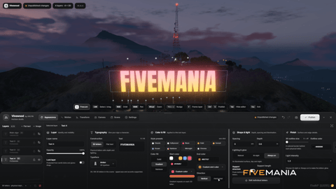 FIVEM Vinewood Sign Studio editor | Interactive Sign Customization Tool | Live Editing | Text & Image Layers | Lighting & Glow | 3D Letters | Add-On | Optimized | Fivem Ready | High Quality, image 17