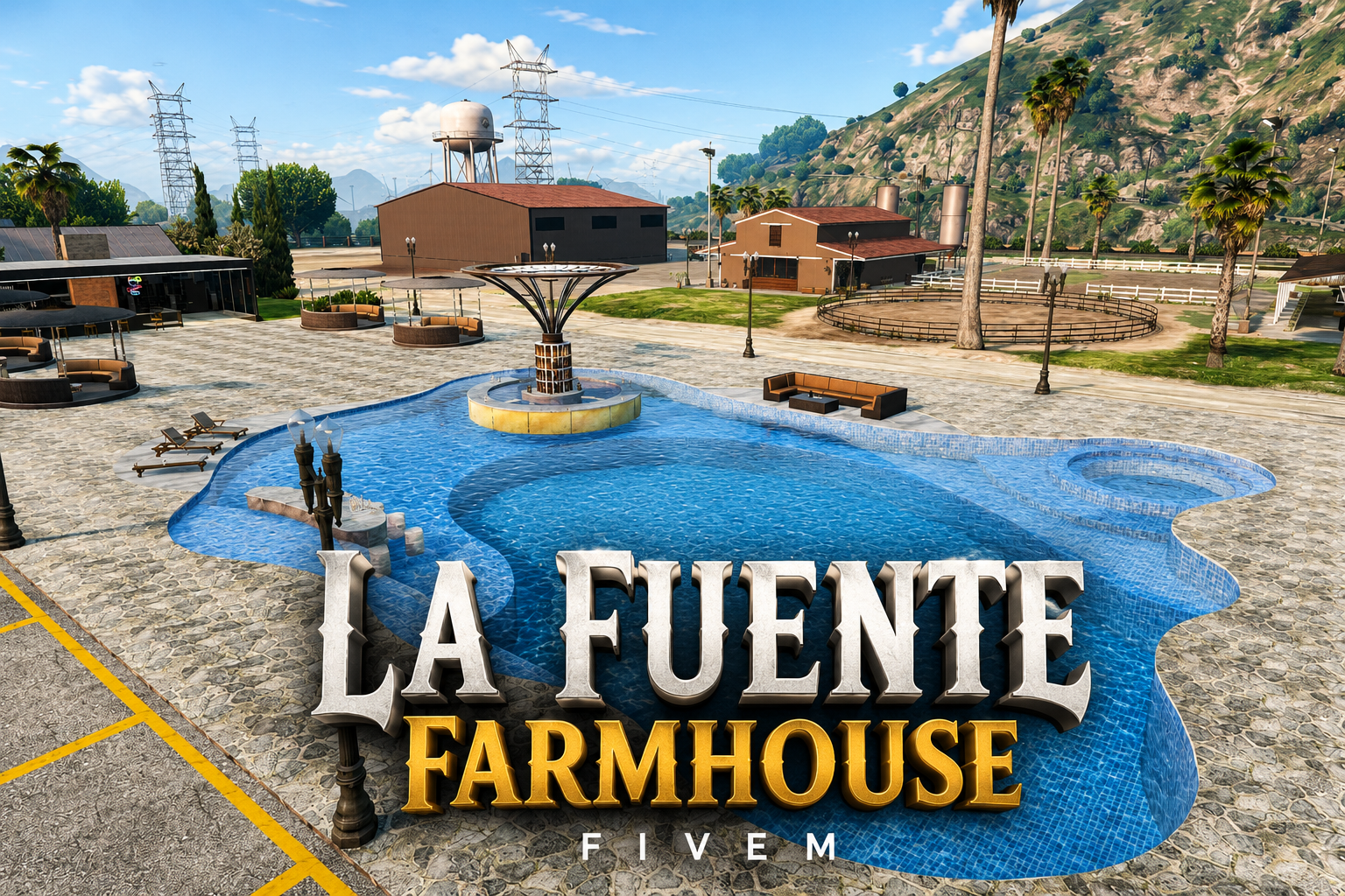 FIVEM La Fuente Farmhouse | Luxury Modern Farmhouse MLO | Interior & Exterior | Pool & Outdoor Bar | Workshop & Bedroom | Add-On | Optimized | Fivem Ready | High Quality