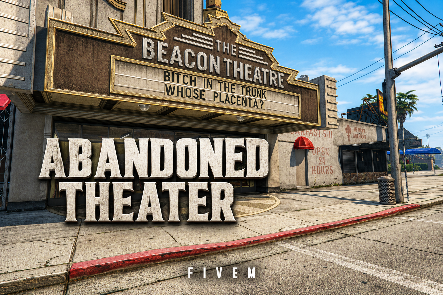 FIVEM Abandoned Theater | Immersive MLO Interior & Exterior | Detailed Interior | Custom Props | Lore Friendly | Add-On | Optimized | Fivem Ready | High Quality
