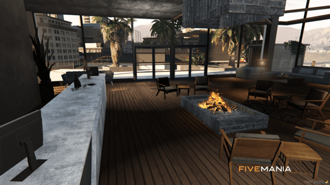 FIVEM Custom Cafe | Modern Cafe & Rooftop Lounge MLO | Interior & Exterior | Bar Area | Outdoor Seating | Add-On | Optimized | Fivem Ready | High Quality — image 12