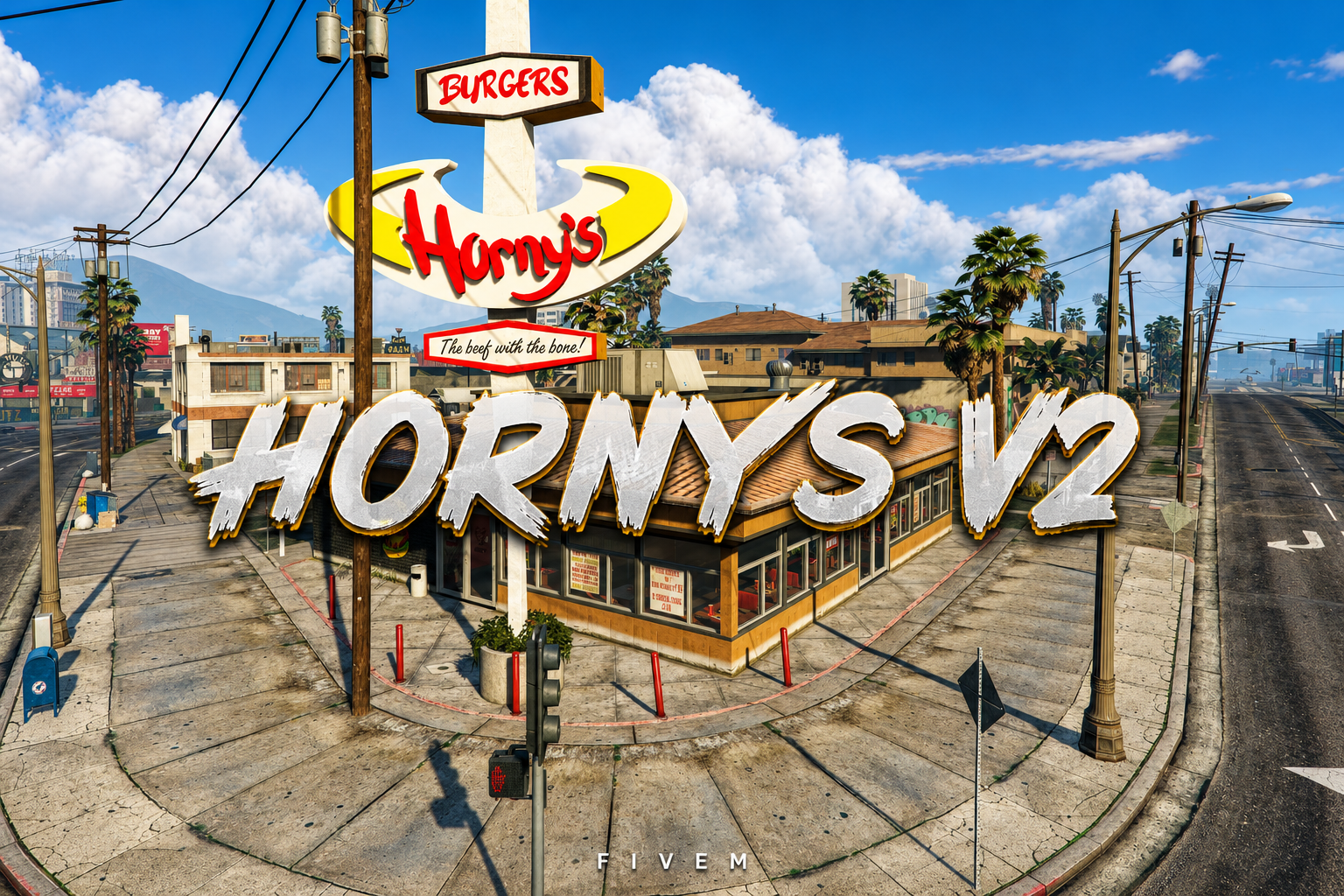FIVEM Hornys V2 | Lore-Friendly Fast Food Restaurant | Interior & Exterior | Detailed Kitchen | Add-On | Optimized | Fivem Ready | High Quality