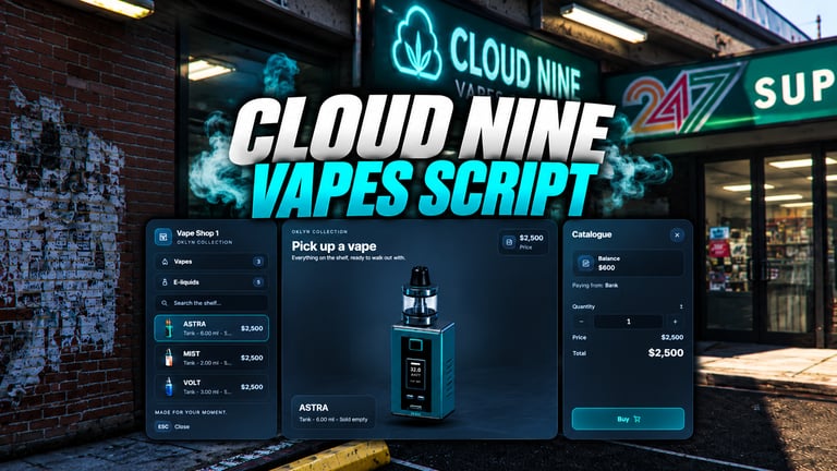 FIVEM Cloud Nine Vapes Script, Realistic Vaping System
