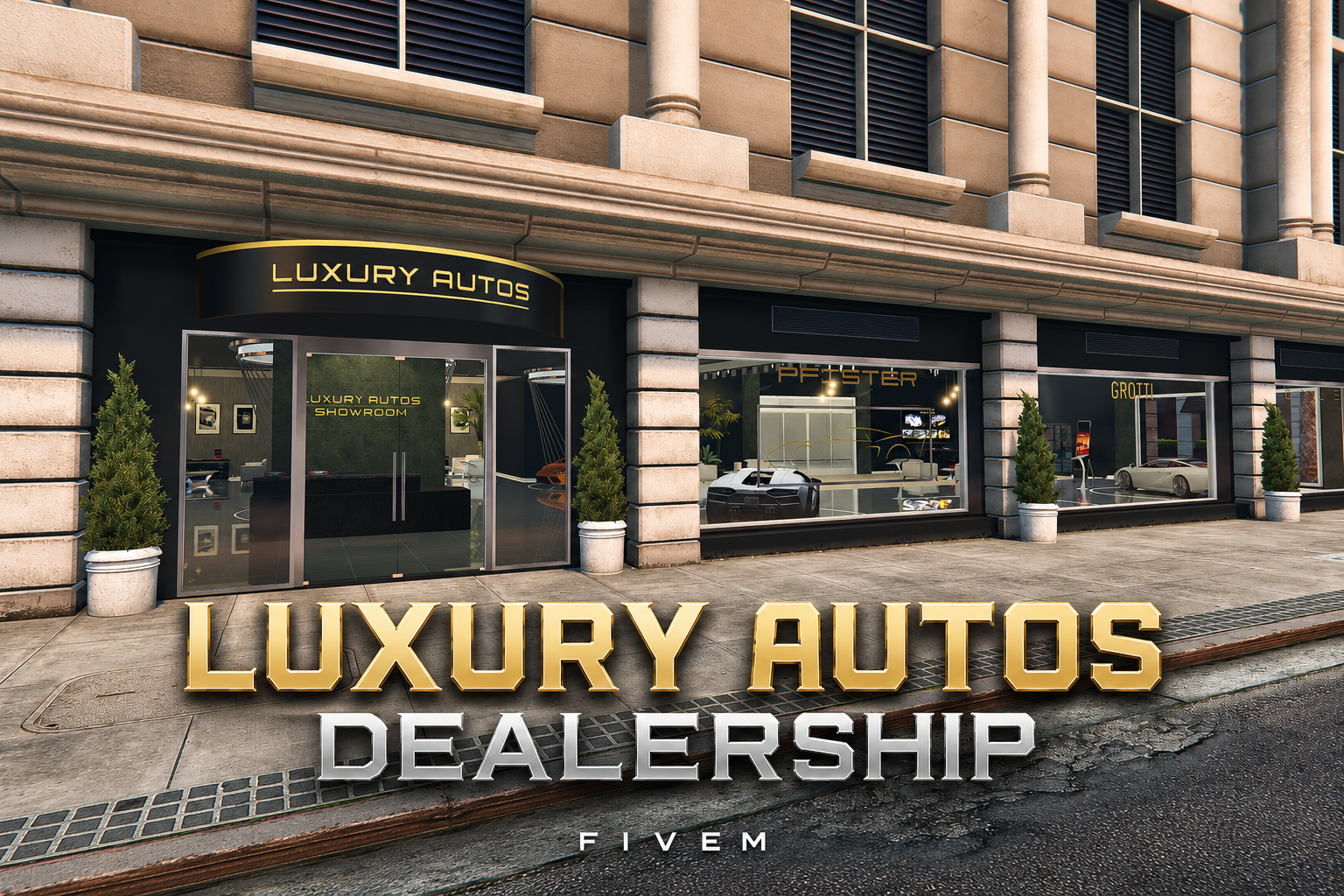 FIVEM Luxury Autos Dealership | Luxury Vehicle Dealership MLO | Interior & Exterior | Reception Area | Office Space | Garage | Add-On | Optimized | Fivem Ready | High Quality
