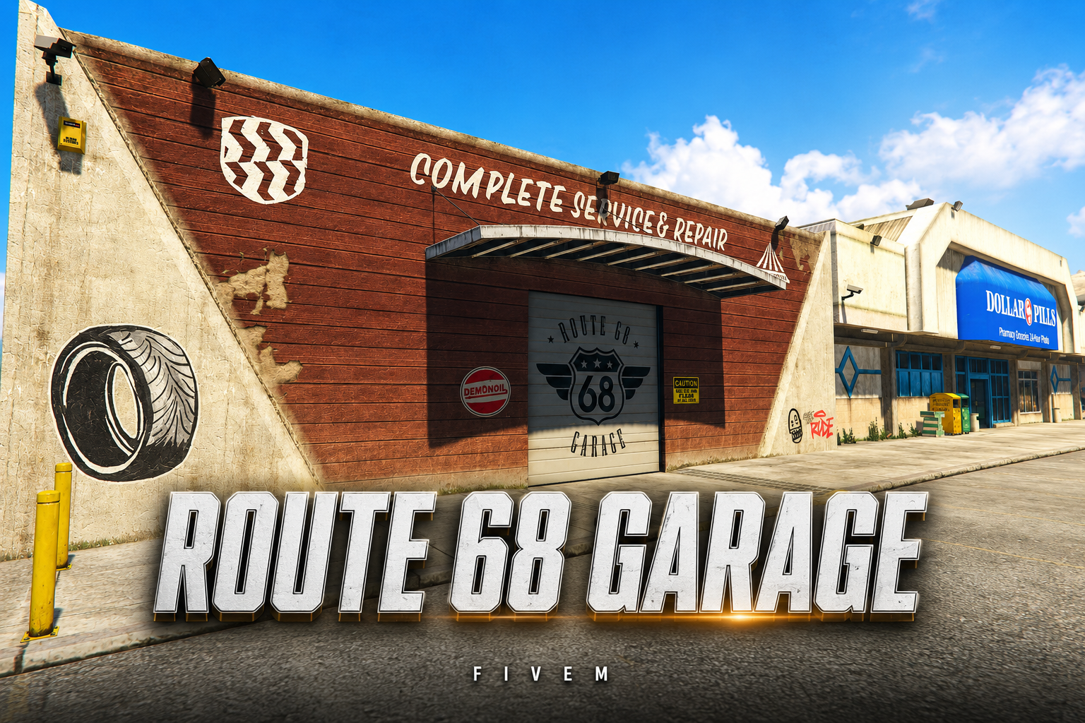 FIVEM Route 68 Garage | Custom Mechanic Shop MLO | Interior & Exterior | Add-On | Optimized | Fivem Ready | High Quality