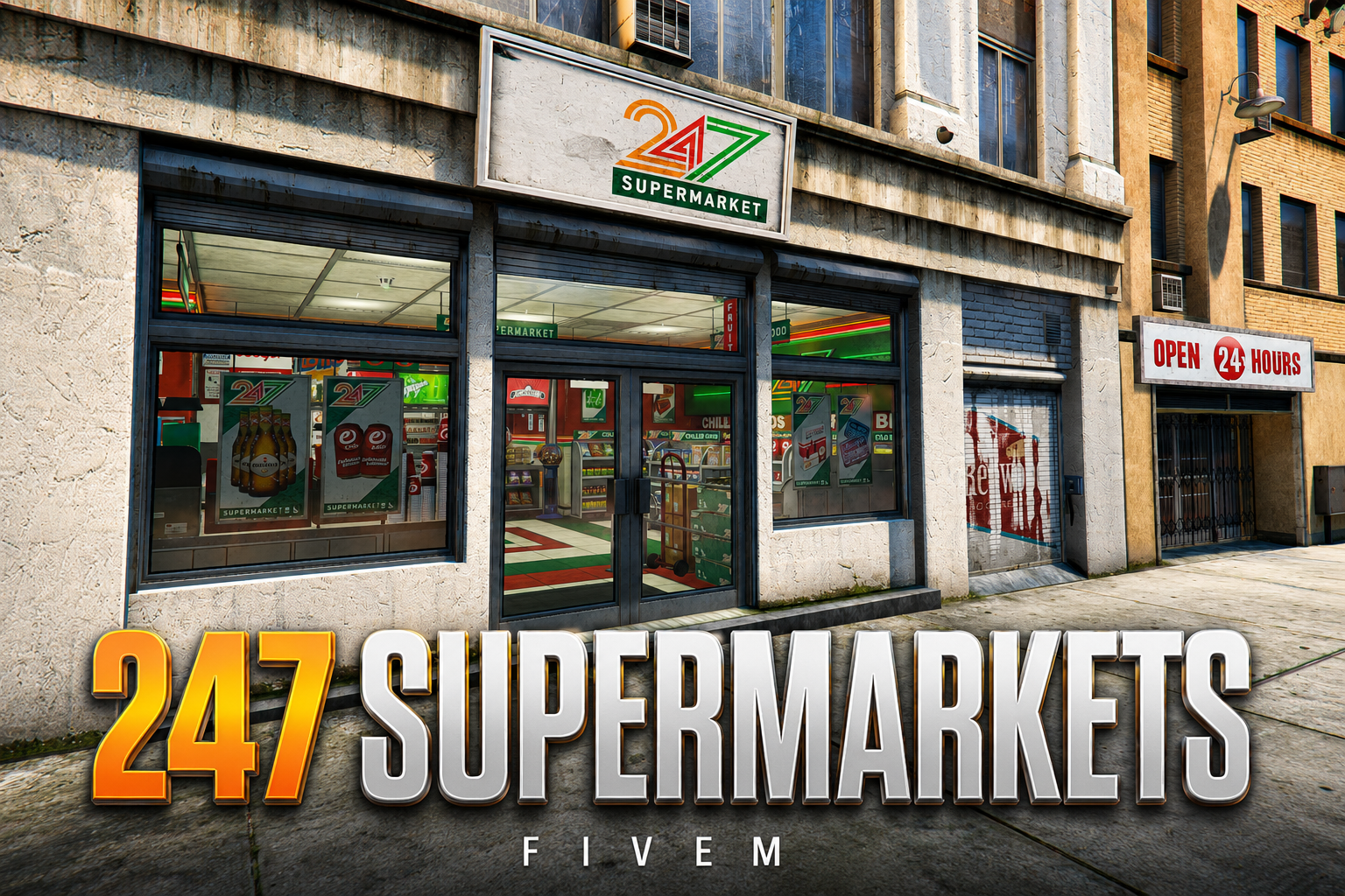 FIVEM 247 Supermarkets | Convenience Store MLO | Interior & Exterior | Custom Props | Add-On | Optimized | Fivem Ready | High Quality