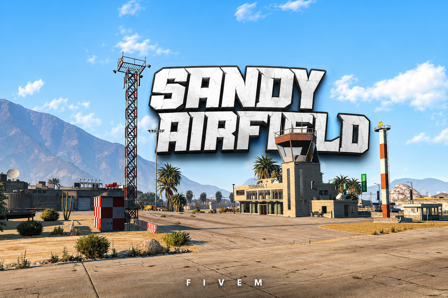 FIVEM Sandy Airfield | Expanded Airfield MLO | Terminal & Control Tower | Add-On | Optimized | Fivem Ready | High Quality