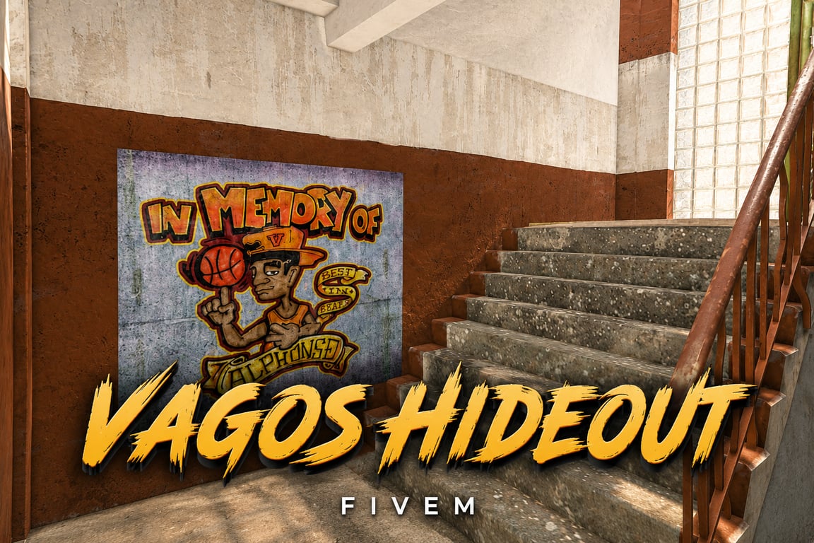 FIVEM Vagos Hideout | Custom Gang Hideout MLO | Interior & Exterior | Custom Props | Lore Friendly Graffiti | Add-On | Optimized | Fivem Ready | High Quality