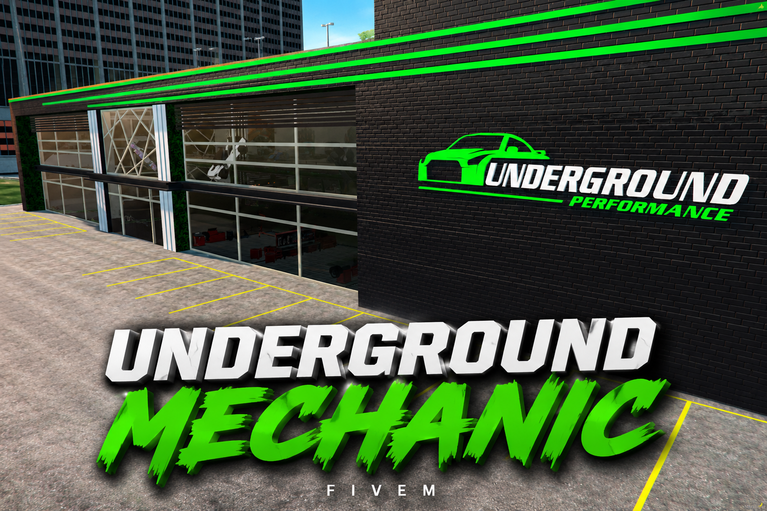 FIVEM Underground Mechanic | Modern Multi-Level Garage MLO | Interior & Exterior | Custom Props | Rooftop Helipads | Vehicle Lifts | Add-On | Optimized | Fivem Ready | High Quality