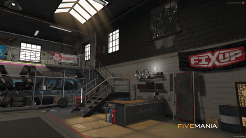FIVEM Auto Shop Mirror Park | Custom Auto Shop MLO | Interior & Exterior | Reception & Bar | Workshop Area | Add-On | Optimized | Fivem Ready | High Quality — image 9