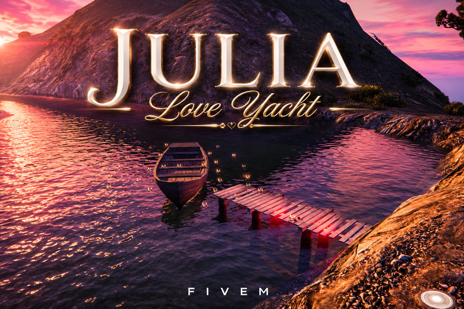 FIVEM Julia Lovelyacht | Scenic Lakeside Retreat MLO | Boat & Dock | Campfire & Tent | Add-On | Optimized | Fivem Ready | High Quality