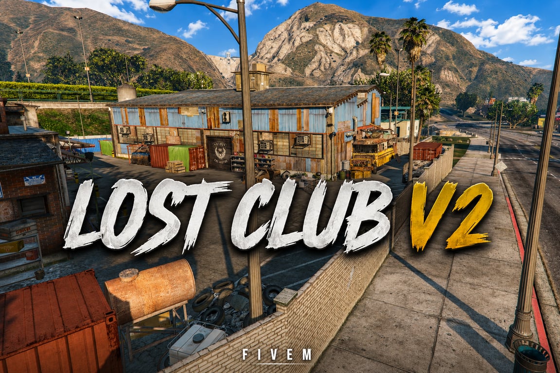 FIVEM Lost Club V2 | Lore-Friendly Biker Gang Clubhouse | Interior & Exterior | Bar & Lounge | Garage & Workshop | Add-On | Optimized | Fivem Ready | High Quality