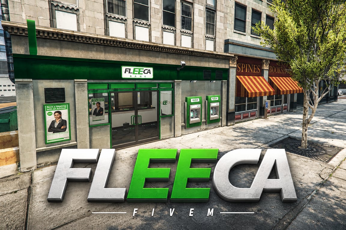 FIVEM Fleeca | Lore-Friendly Bank MLO | Interior & Exterior | Add-On | Optimized | Fivem Ready | High Quality