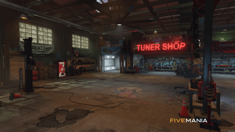 FIVEM Tuner Shop | Custom Mechanic Shop MLO | Interior & Exterior | Bar & Basketball Court | Car Lifts | Add-On | Optimized | Fivem Ready | High Quality — image 4