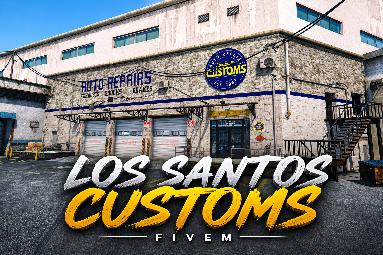 FIVEM Los Santos Customs | Detailed Auto Repair MLO | Interior & Exterior | Custom Props | Tuning Bays | Lounge Area | Add-On | Optimized | Fivem Ready | High Quality