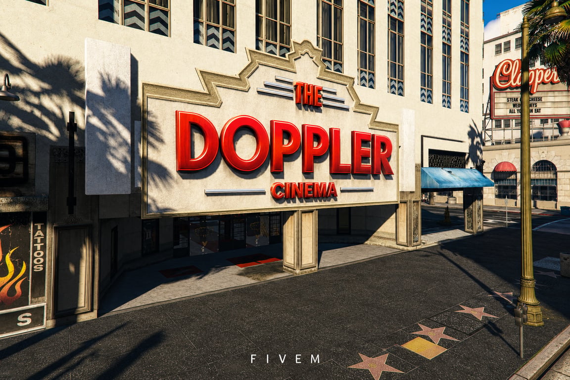 FIVEM The Doppler Cinema | Immersive Movie Theater MLO | Interior & Exterior | Concession Stand | Seating Area | Add-On | Optimized | Fivem Ready | High Quality
