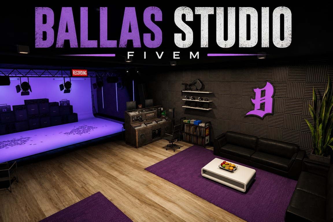 FIVEM Ballasstudio | Multi-Floor Music Studio & Bar MLO | Interior & Exterior | Recording Booth | Bar & Lounge | Instruments & Equipment | Add-On | Optimized | Fivem Ready | High Quality