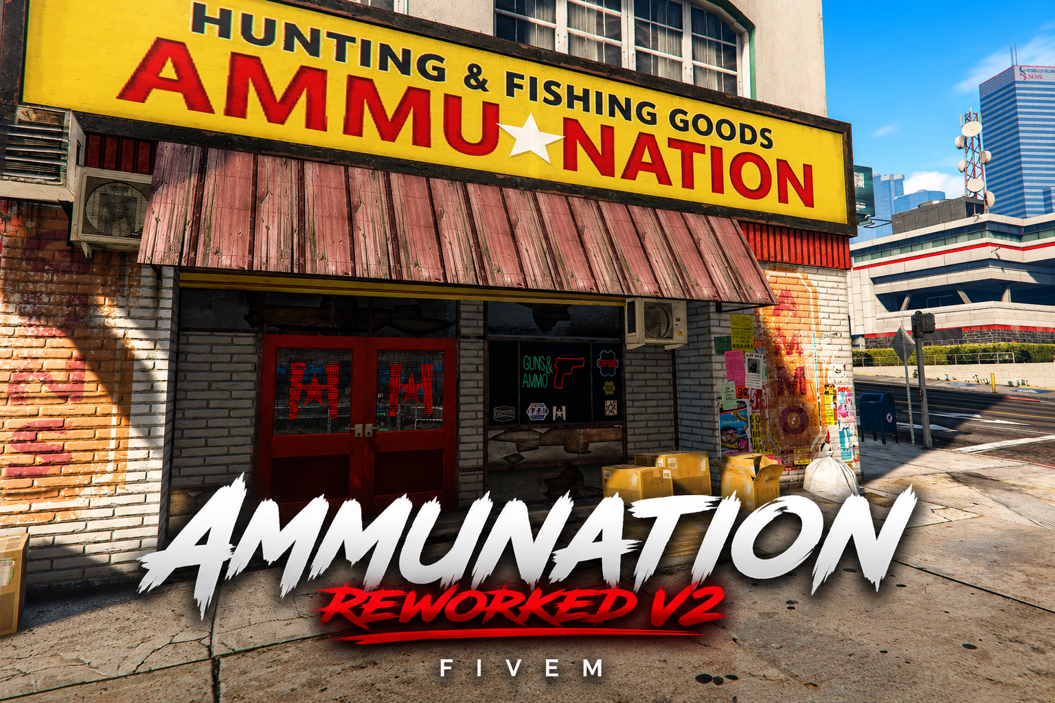 FIVEM Ammunation Reworked V2 | Custom Gun Store MLO | Interior & Exterior | Weapon Displays | Custom Props | Add-On | Optimized | Fivem Ready | High Quality