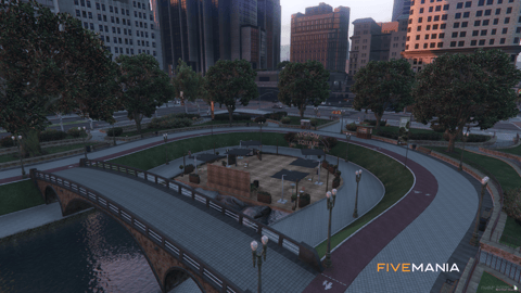 FIVEM Legion Square V4 | Revitalized Public Space MLO | Amphitheater | Seating Areas | Food Stalls | Water Features | Add-On | Optimized | Fivem Ready | High Quality — image 12