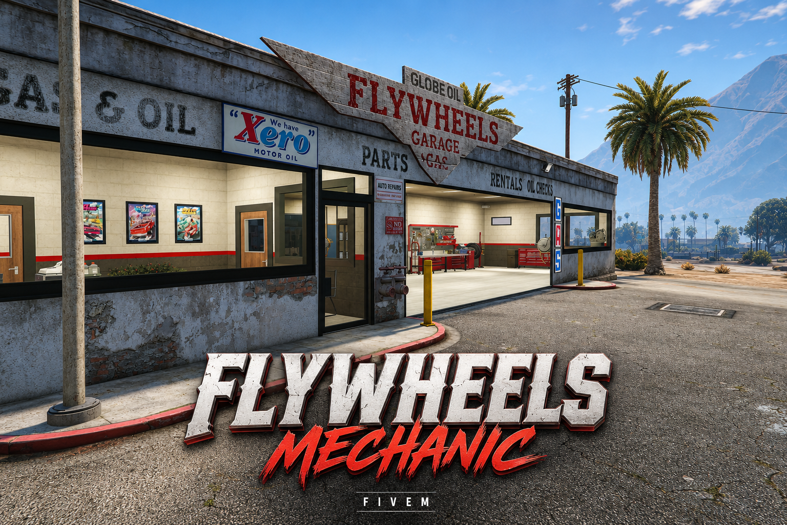 FIVEM Flywheels Mechanic | Custom Mechanic Shop MLO | Interior & Exterior | Reception Area | Workshop | Add-On | Optimized | Fivem Ready | High Quality