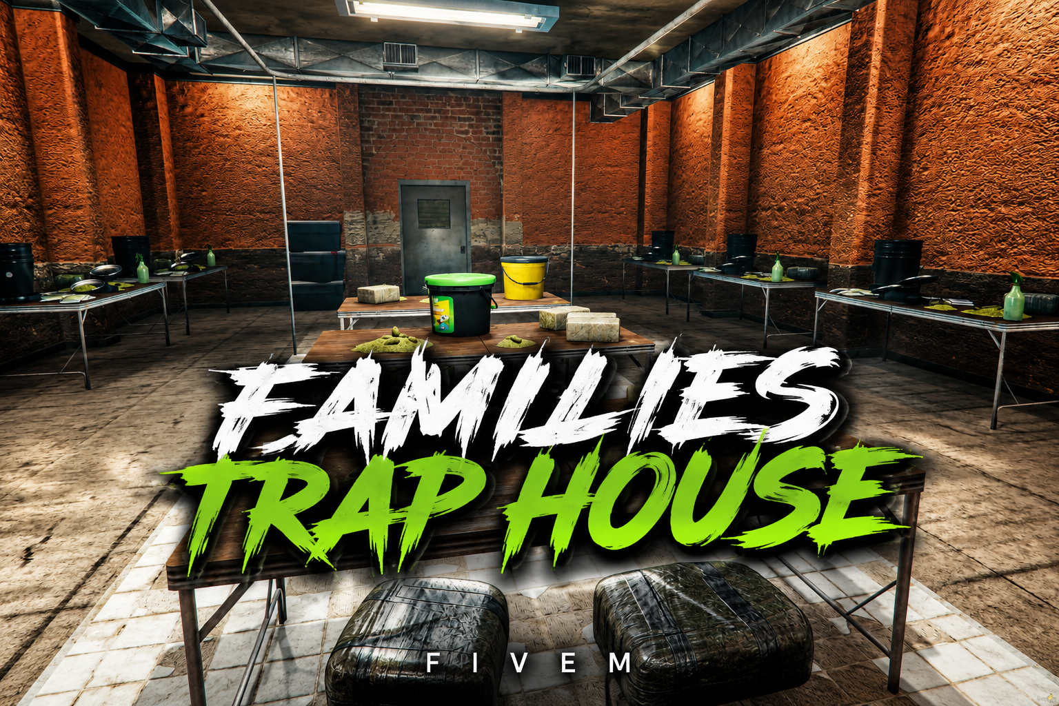 FIVEM Families Trap House | Criminal Hideout MLO | Drug Processing Area | Lounge & Office | Storage Room | Add-On | Optimized | Fivem Ready | High Quality