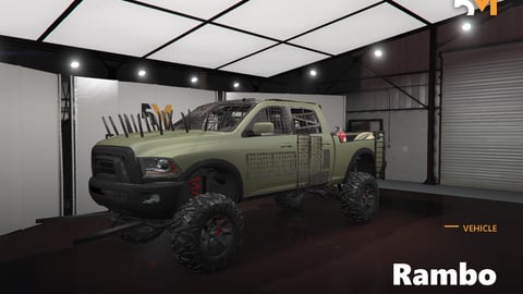 FIVEM Rambo | Armored Off-Road Pickup Truck [Unbadged] Add-On | Spiked Front | Reinforced Body | Custom Suspension | Off-Road Tires | Add-On | Optimized | Fivem Ready | High Quality cover