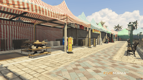 FIVEM Sandy Marketplace | Vibrant Outdoor Marketplace MLO | Multiple Stalls | Unique Props | Custom Map Edit | Add-On | Optimized | Fivem Ready | High Quality — image 3