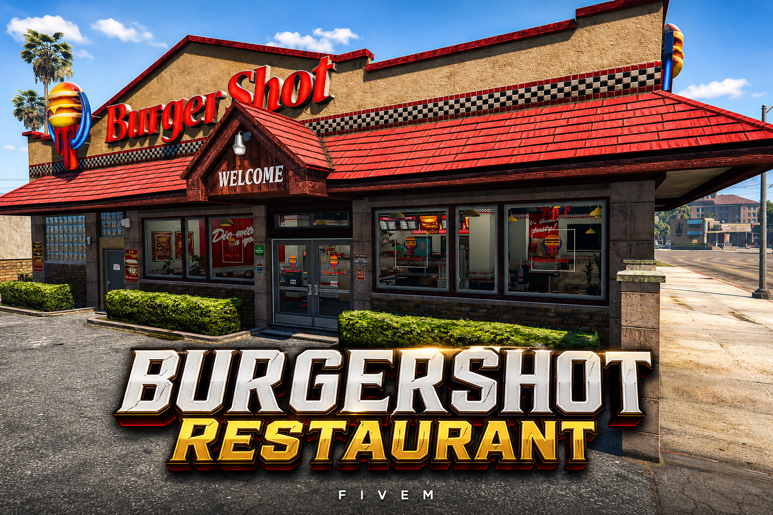 FIVEM Burgershot Restaurant | Iconic Fast Food MLO | Interior & Exterior | Full Kitchen | Dining Area | Restrooms | Add-On | Optimized | Fivem Ready | High Quality