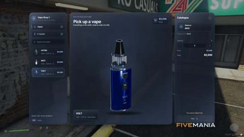 FIVEM Cloud Nine Vapes Script | Realistic Vaping System | Custom UI | Vape Shop | Refillable E-Liquids | Add-On | Optimized | Fivem Ready | High Quality, image 5