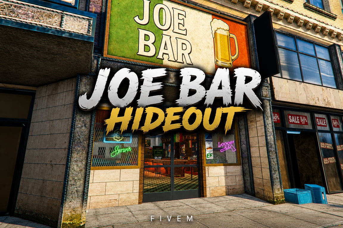 FIVEM Joe Bar Hideout | Unique Bar & Hideout MLO | Interior & Exterior | Multiple Levels | Custom Props | Add-On | Optimized | Fivem Ready | High Quality