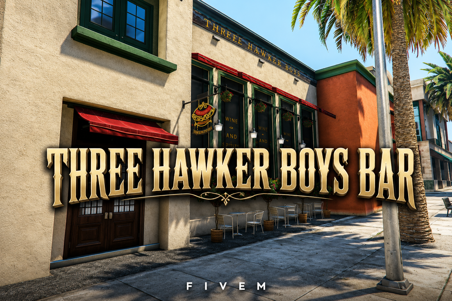 FIVEM Three Hawker Boys Bar | Elegant Bar Interior | Interior & Exterior | Working Bar | Seating Areas | Kitchen | Add-On | Optimized | Fivem Ready | High Quality