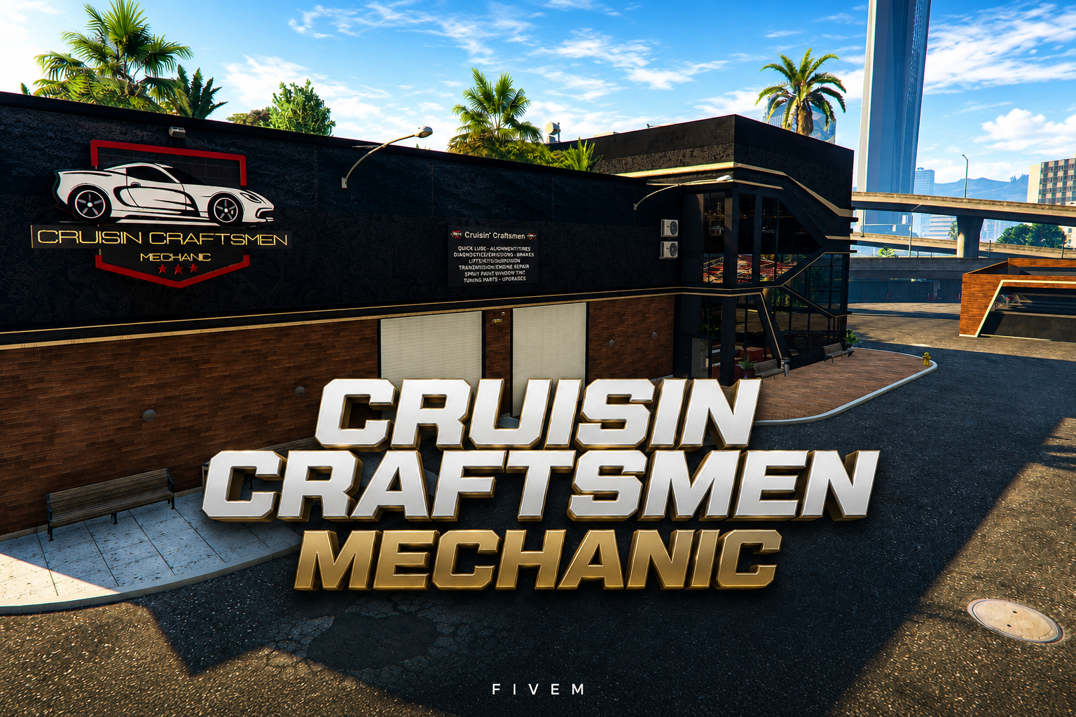 FIVEM Cruisin Craftsmen Mechanic | Premium Mechanic Shop MLO | Interior & Exterior | Office & Garage | Custom Props | Add-On | Optimized | Fivem Ready | High Quality
