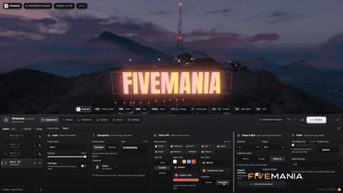 FIVEM Vinewood Sign Studio editor | Interactive Sign Customization Tool | Live Editing | Text & Image Layers | Lighting & Glow | 3D Letters | Add-On | Optimized | Fivem Ready | High Quality, image 18